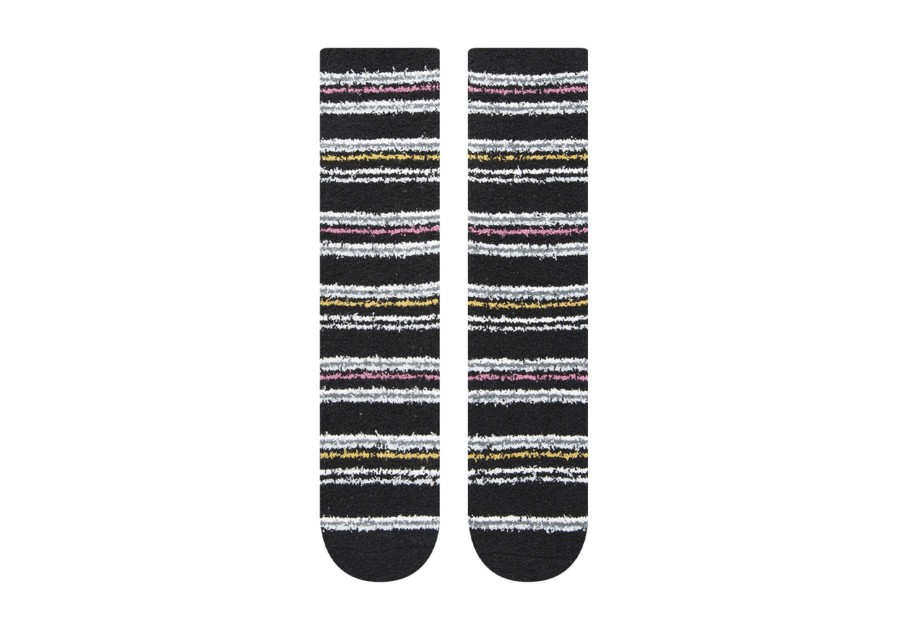 Femme TOMS | Cozy Cushioned Crew Socks Black Stripes Black Glitter