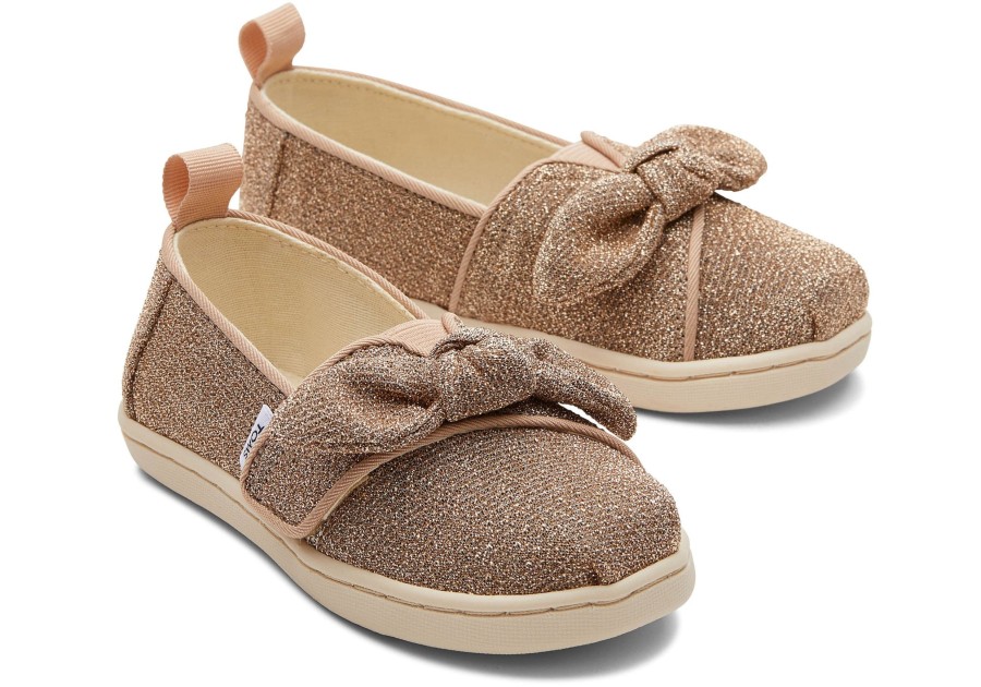 Enfant TOMS | Tiny Alpargata Bow Toddler Shoe Gold Sparkle