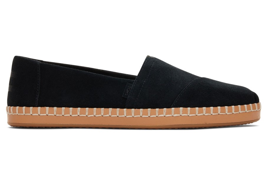 Femme TOMS Slip-Ons | Alpargata Enveloppe En Cuir Daim Noir