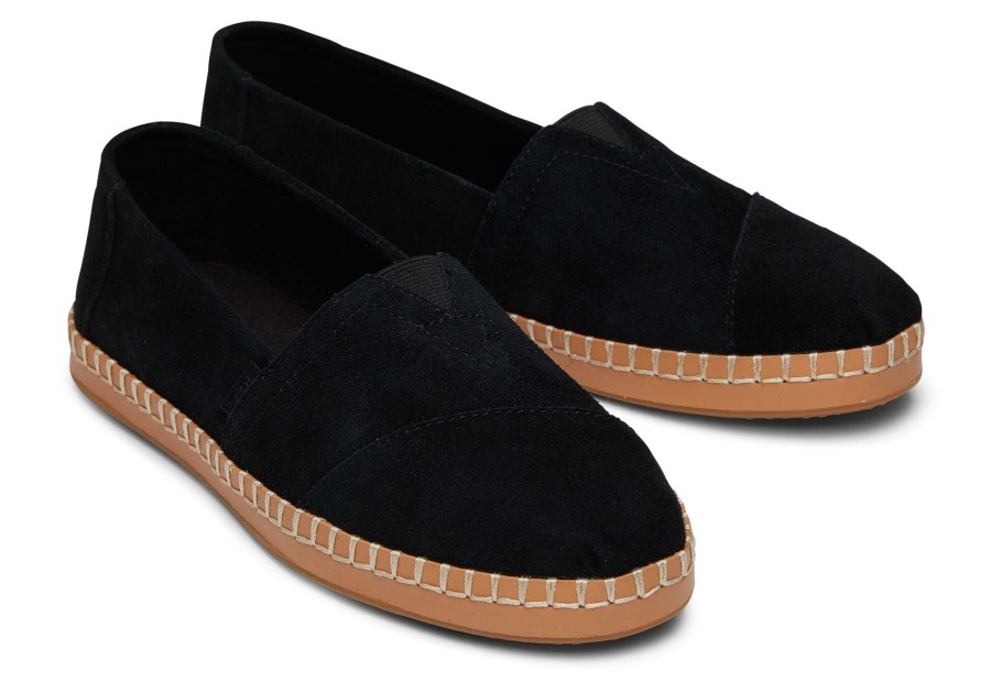 Femme TOMS Slip-Ons | Alpargata Enveloppe En Cuir Daim Noir