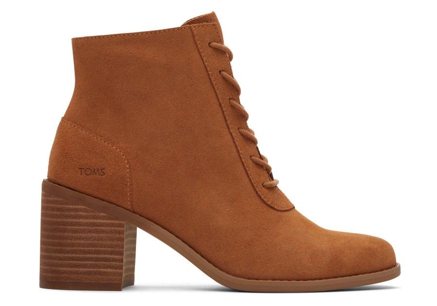 Femme TOMS Talons & Compensees | Bottine Evelyn A Lacets Suede Tan