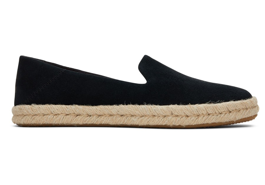 Femme TOMS Espadrilles | Santiago Suede Daim Noir