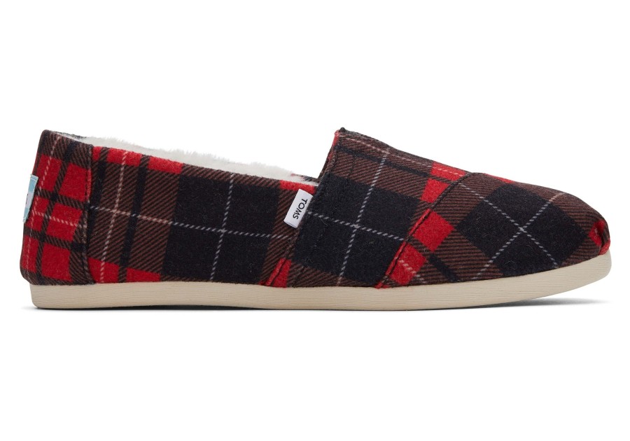 Femme TOMS Chaussons | Plaid Alpargata Red Tartan