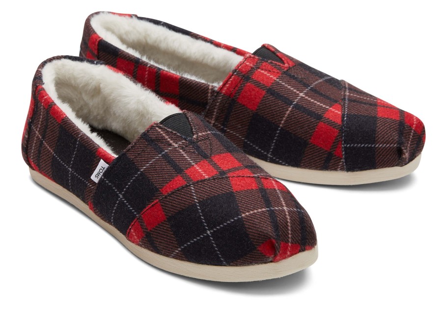 Femme TOMS Chaussons | Plaid Alpargata Red Tartan