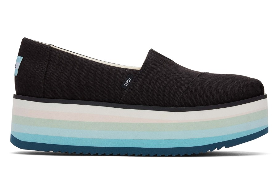 Femme TOMS Plateformes | Alpargata Platform Espadrille Toile Noire