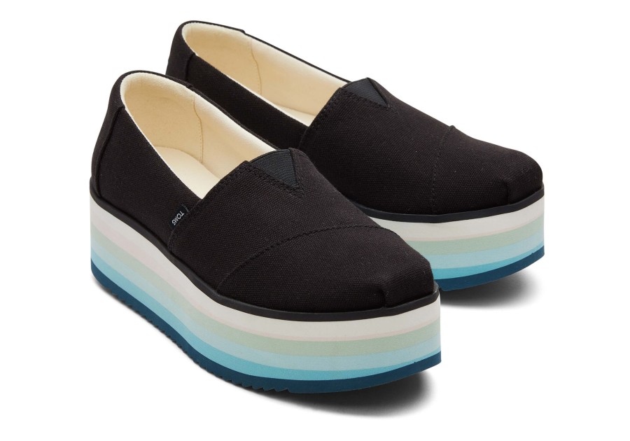 Femme TOMS Plateformes | Alpargata Platform Espadrille Toile Noire