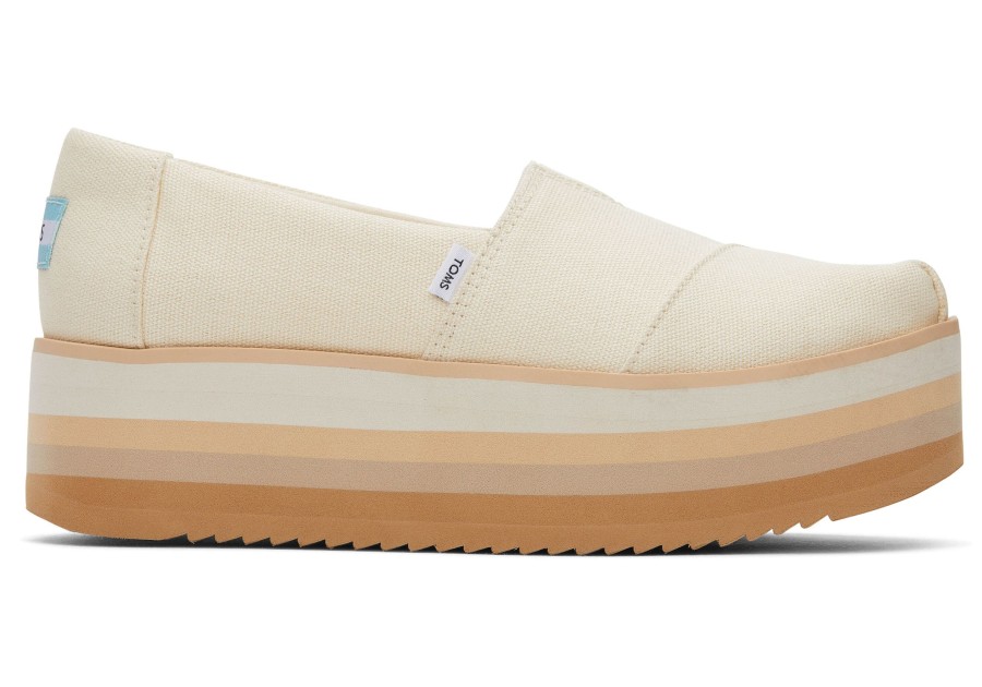 Femme TOMS Slip-Ons | Alpargata Platform Espadrille Natural Canvas