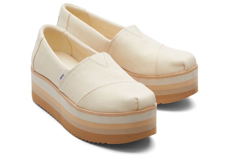 Femme TOMS Slip-Ons | Alpargata Platform Espadrille Natural Canvas