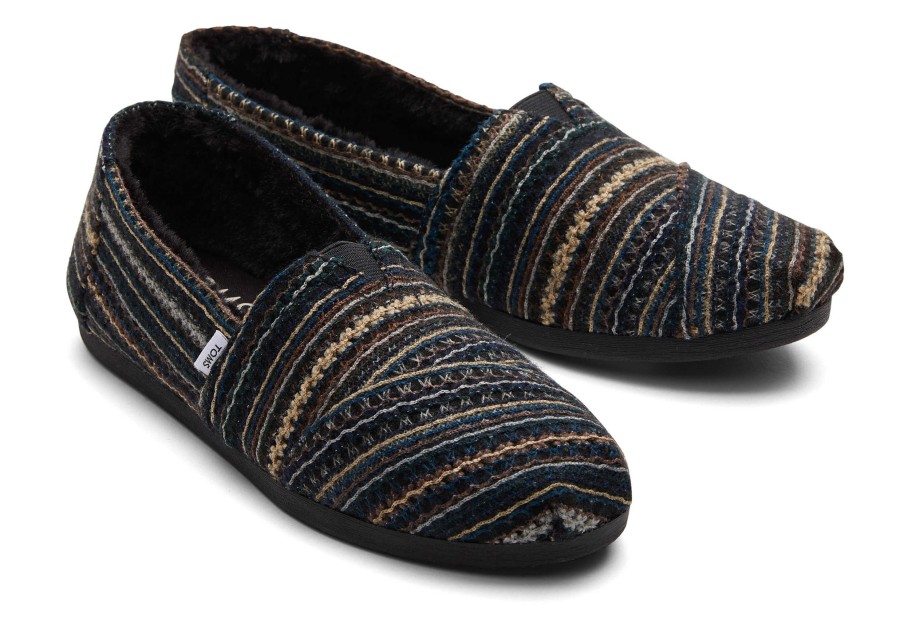 Femme TOMS Chaussons | Espadrille Alpargata En Chenille Brodee Embroidered Black