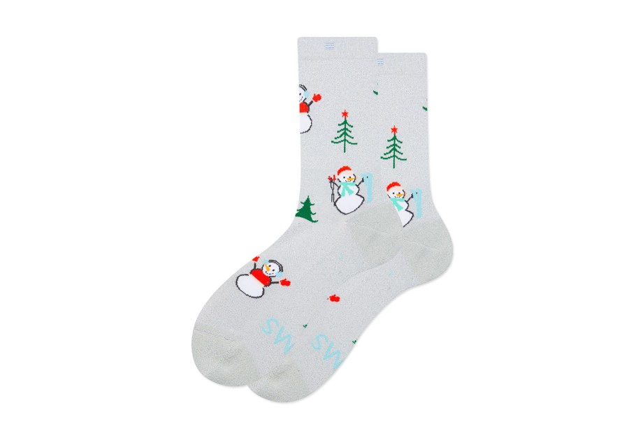 Femme TOMS | Chaussettes Mi-Hautes Motif Bonhomme De Neige Snowman Crew