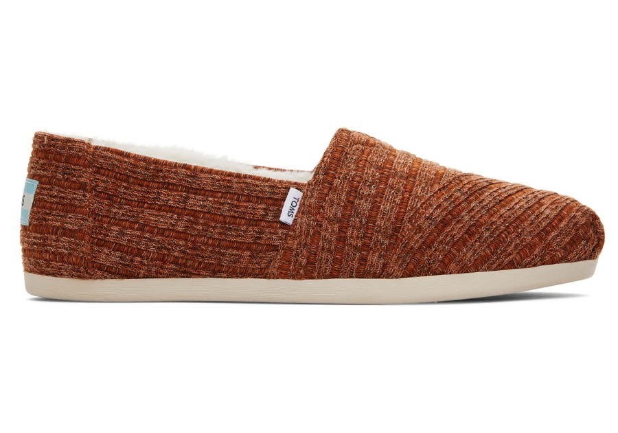 Femme TOMS Alpargata | Alpargata En Maille Cotelee Orange Et Fausse Fourrure Rib Knit Orange