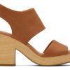 Femme TOMS Talons & Compensees | Majorca Leather Platform Sandal Cuir Beige