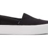 Femme TOMS Sneakers | Fenix Platform Black Canvas Slip On Sneaker Toile Noire