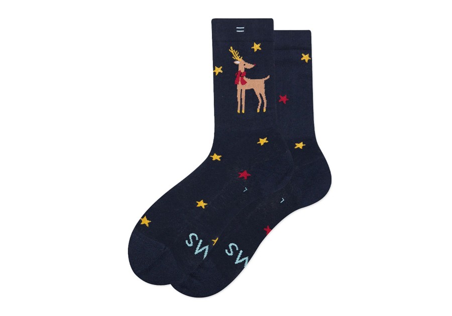 Femme TOMS | Chaussettes Mi-Hautes Motif Renne Reindeer Crew