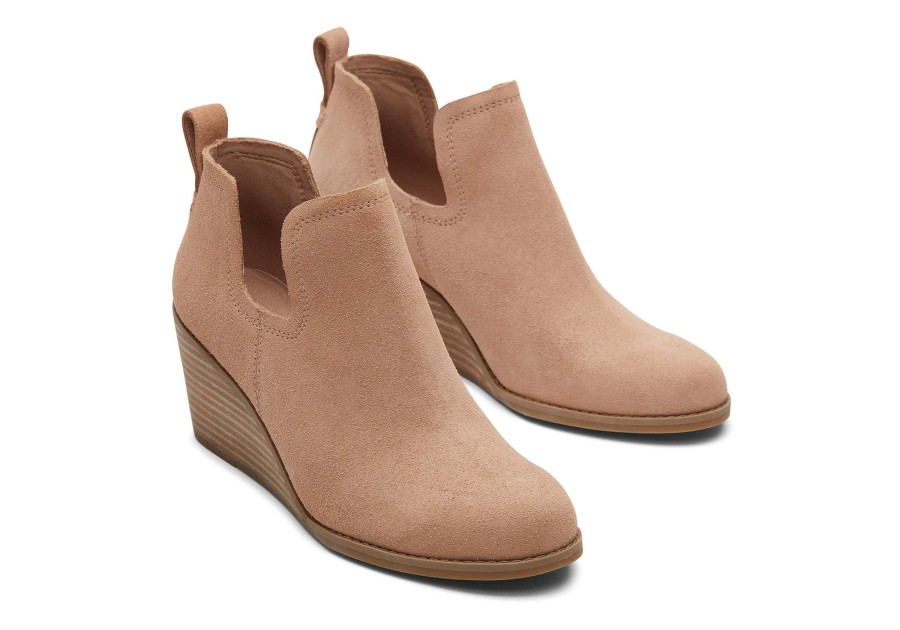 Femme TOMS Talons & Compensees | Kallie Brown Suede Wedge Boot Marron