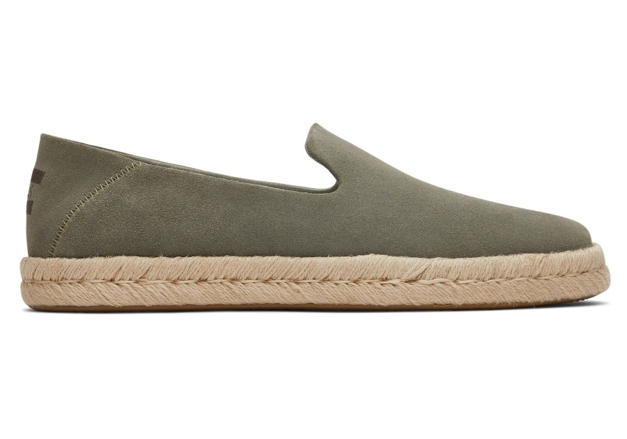 Homme TOMS Espadrilles | Santiago Suede Daim Gris Vetiver