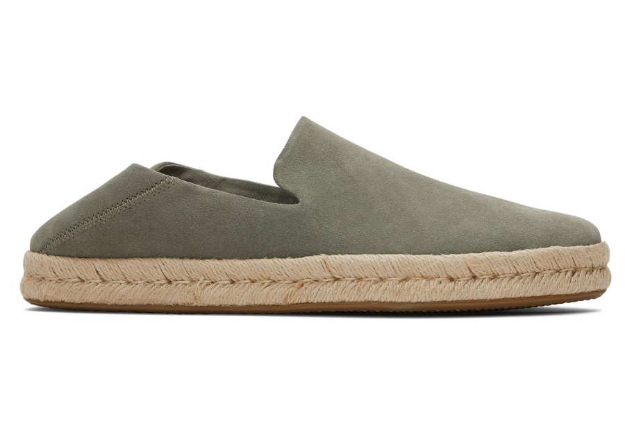 Homme TOMS Espadrilles | Santiago Suede Daim Gris Vetiver