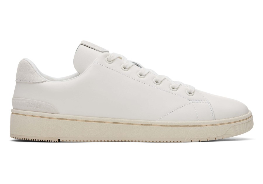 Homme TOMS Sneakers | Trvl Lite Porcelain Leather Lace-Up Sneaker Porcelaine