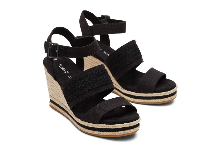 Femme TOMS Talons & Compensees | Madelyn Wedge Sandal Toile Noire