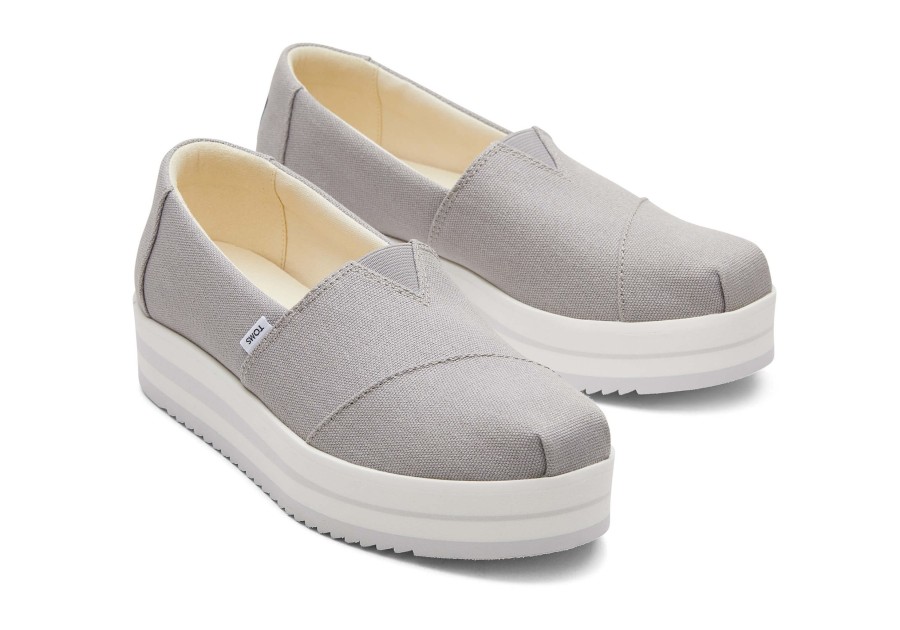 Femme TOMS Slip-Ons | Alpargata Grey Midform Espadrille Gris