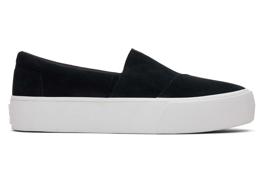 Femme TOMS Sneakers | Espadrille Fenix Compensee Suede Black