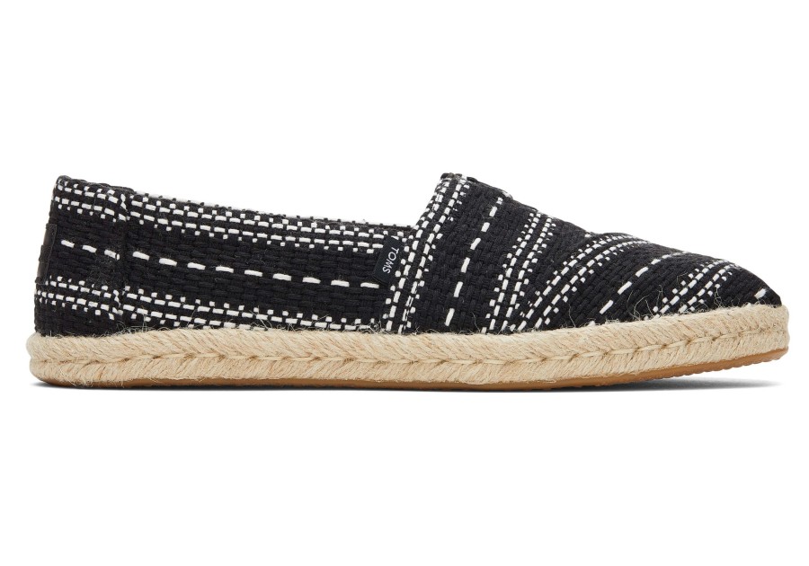 Femme TOMS Espadrilles | Alpargata Chunky Global Woven Rope Espadrille Noir Tisse