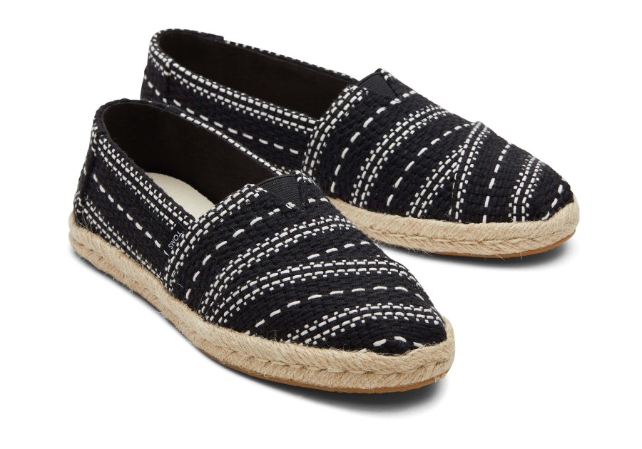 Femme TOMS Espadrilles | Alpargata Chunky Global Woven Rope Espadrille Noir Tisse