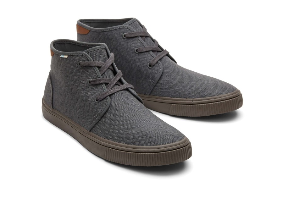 Homme TOMS Sneakers | Carlo Mid Graphite Heritage Canvas Lace-Up Sneaker Smoky Graphite