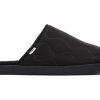 Homme TOMS Chaussons | Chaussons Harbor Black Quilted Cotton Ripstop/Faux Shearling