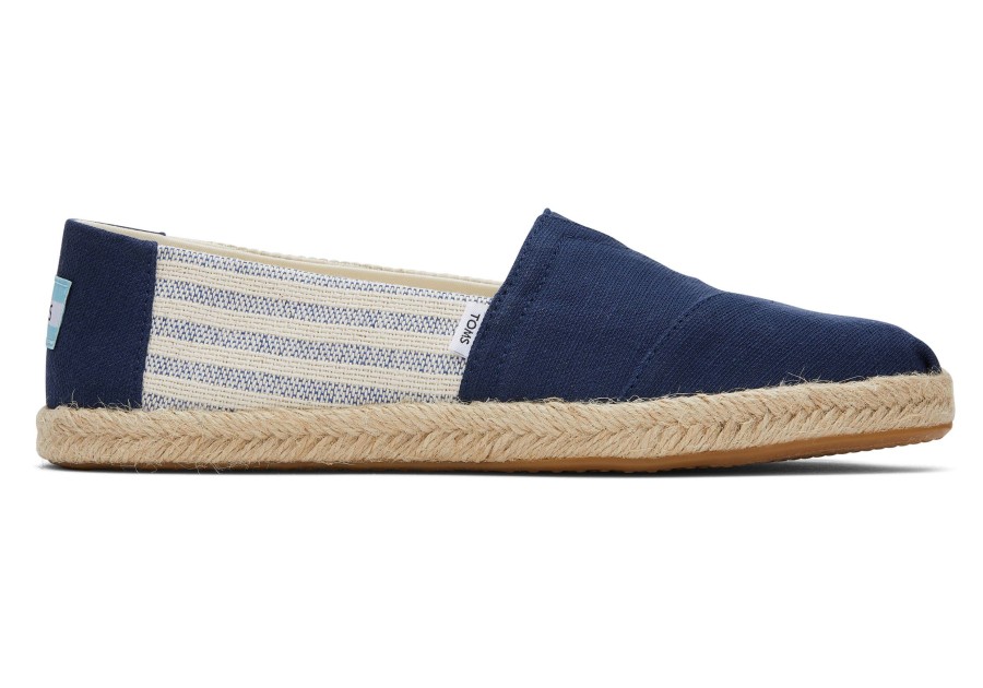 Femme TOMS Espadrilles | Alpargata Recycled Cotton Rope Espadrille Rayures Bleu Marine