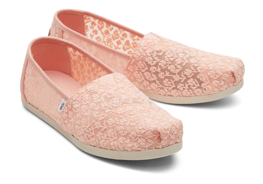 Femme TOMS Alpargata | Alpargata Floral Lace Dentelle Florale Peche Poudree