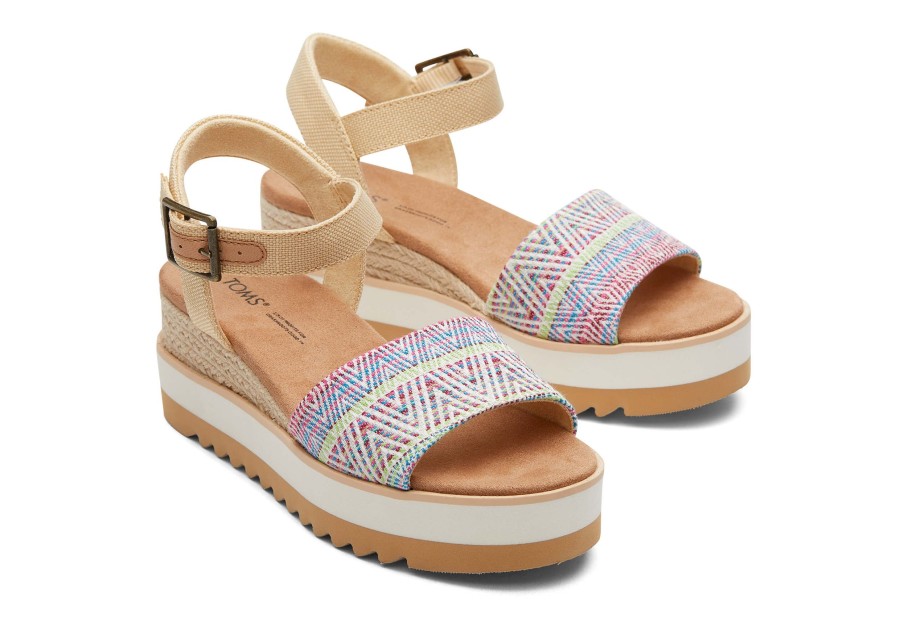 Femme TOMS Talons & Compensees | Diana Wedge Sandal Tissu Global Diamant Naturel