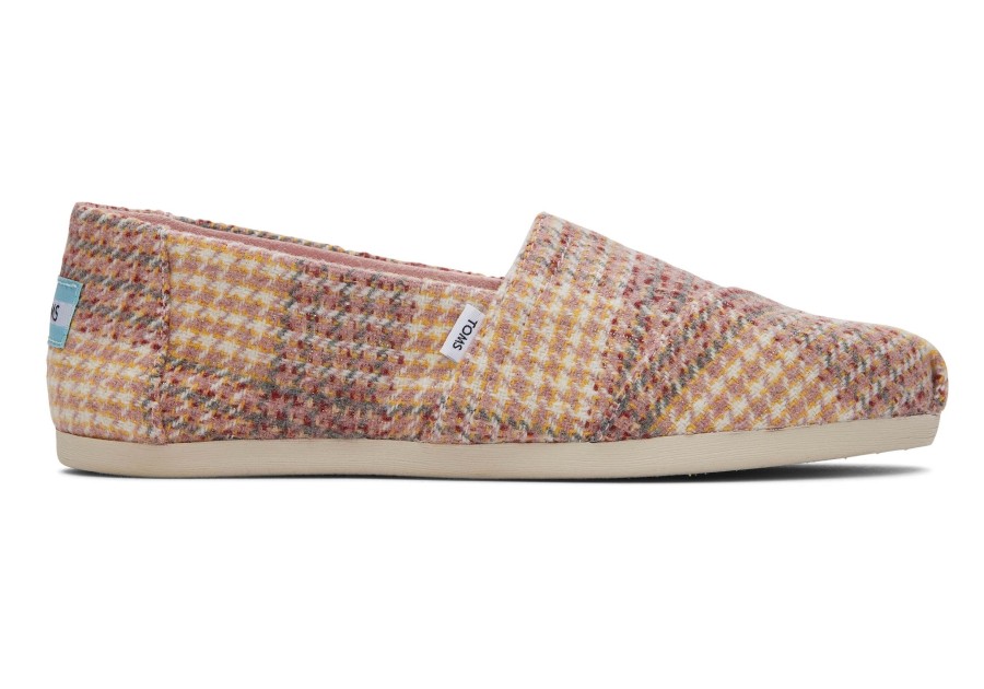 Femme TOMS Alpargata | Espadrille Alpargata Pied-De-Poule Plaid Pink Quartz