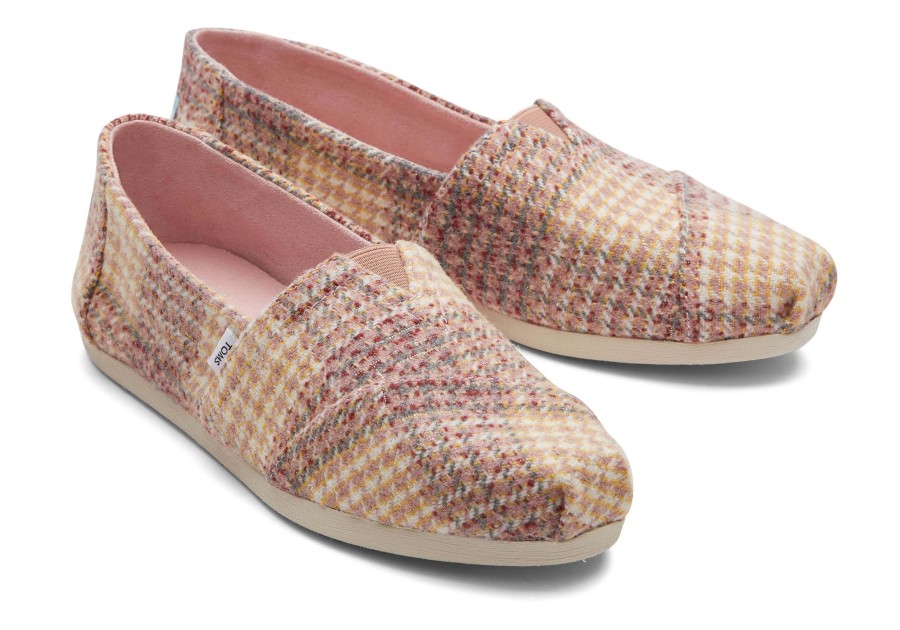 Femme TOMS Alpargata | Espadrille Alpargata Pied-De-Poule Plaid Pink Quartz