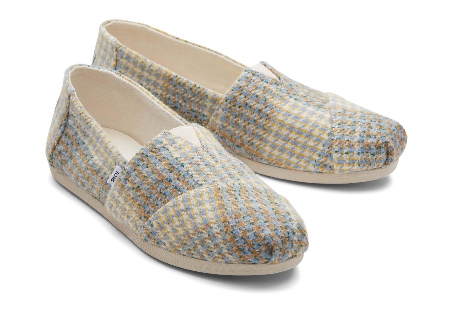 Femme TOMS Alpargata | Espadrille Alpargata Pied-De-Poule Plaid Sky Blue