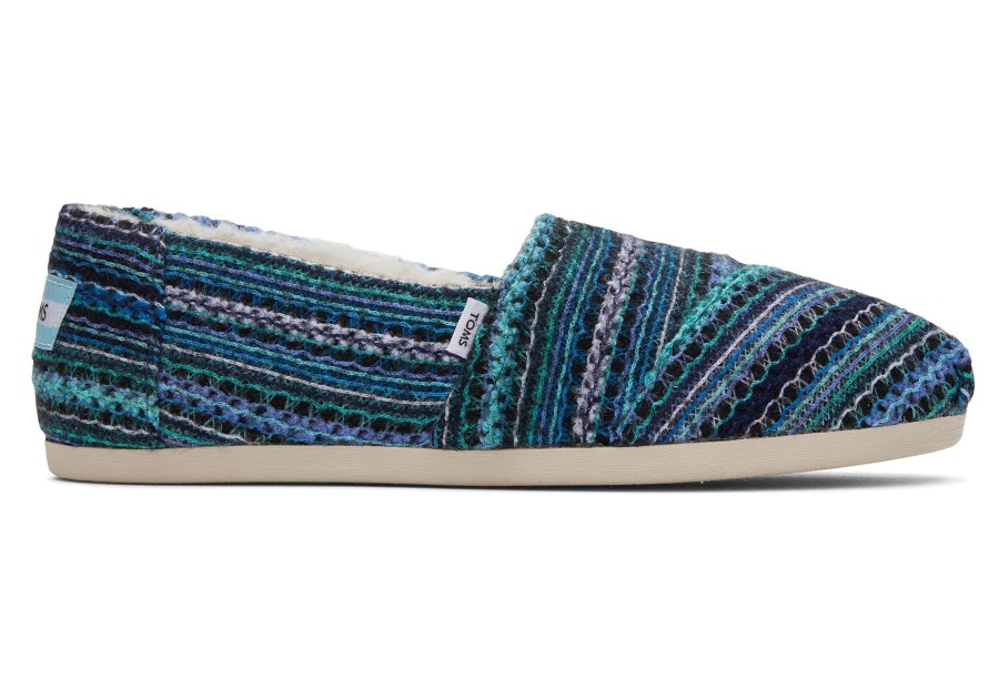 Femme TOMS Chaussons | Espadrille Alpargata En Chenille Brodee Embroidered Navy