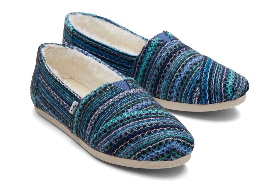 Femme TOMS Chaussons | Espadrille Alpargata En Chenille Brodee Embroidered Navy