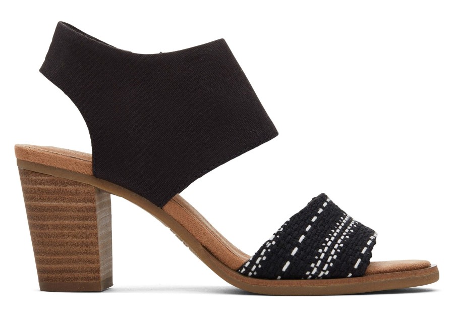 Femme TOMS Talons & Compensees | Majorca Cutout Sandal Noir Tisse