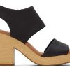 Femme TOMS Talons & Compensees | Majorca Leather Platform Sandal Cuir Noir