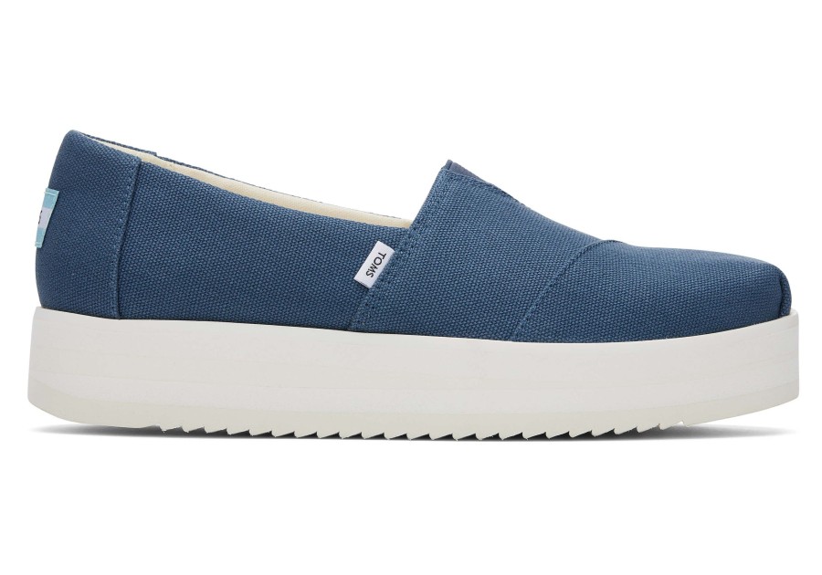 Femme TOMS Slip-Ons | Alpargata Blue Midform Espadrille Bleu Majolica