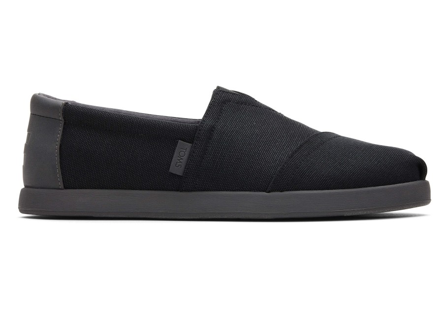 Homme TOMS | Alp Fwd Black Canvas Synthetic Trim Black Waxed Canvas