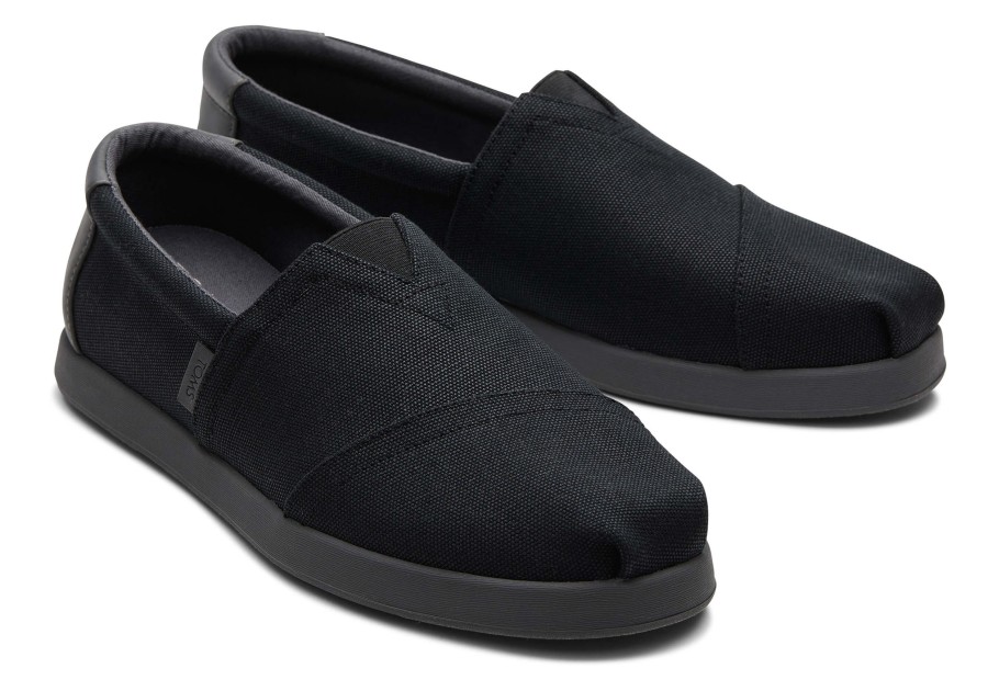 Homme TOMS | Alp Fwd Black Canvas Synthetic Trim Black Waxed Canvas