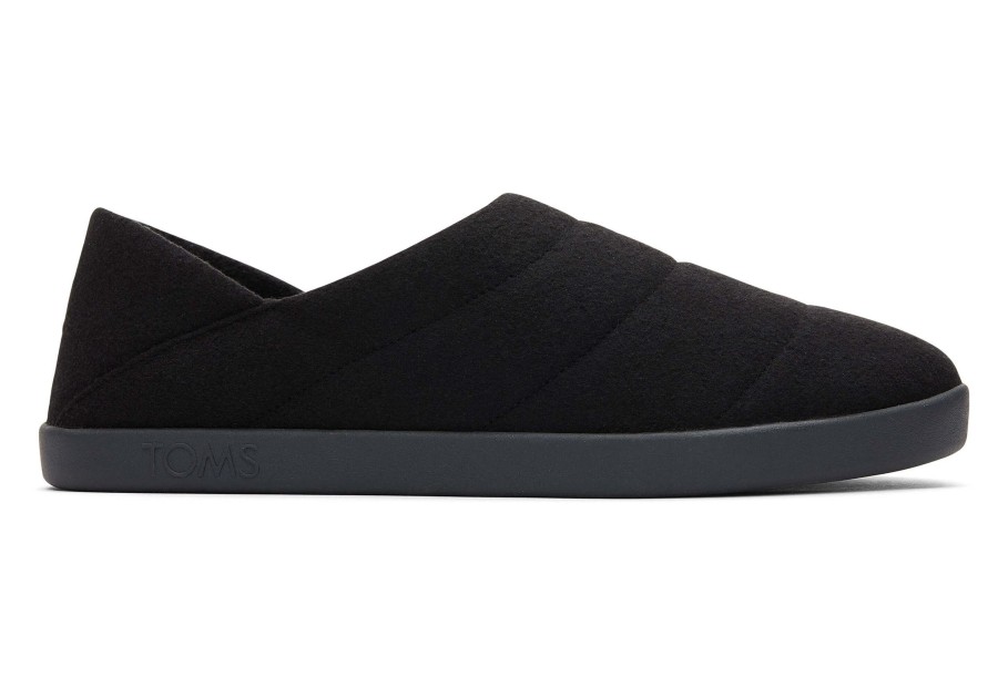 Homme TOMS Chaussons | Chaussons Ezra Black Felt/Fleece