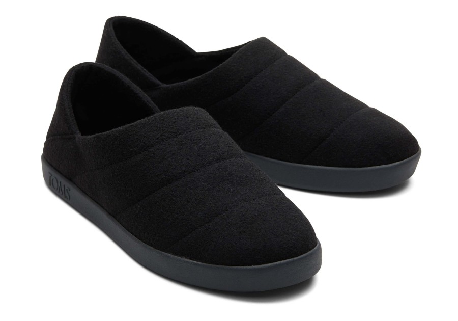 Homme TOMS Chaussons | Chaussons Ezra Black Felt/Fleece