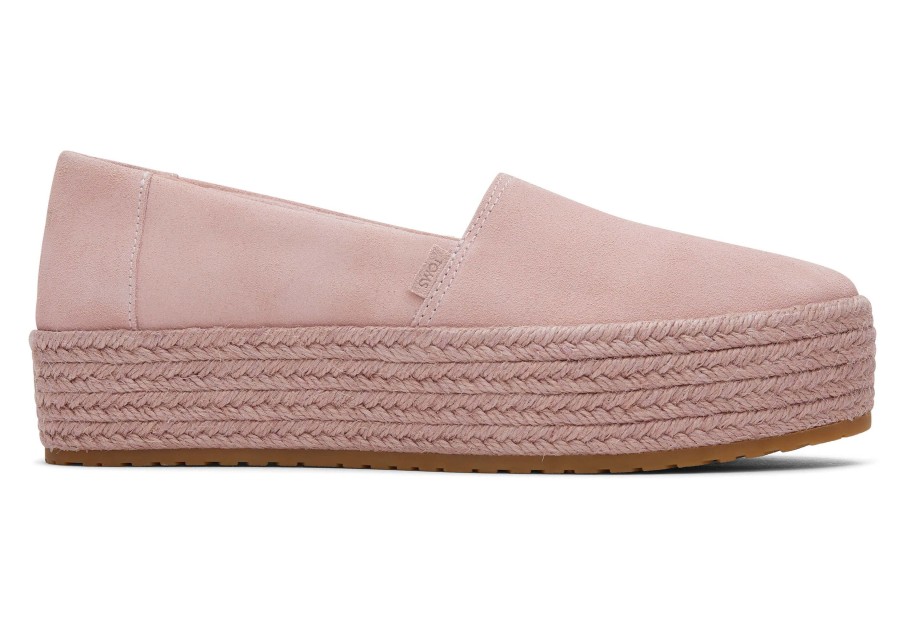 Femme TOMS Plateformes | Espadrille Semelle Compensee Valencia Suede Pink