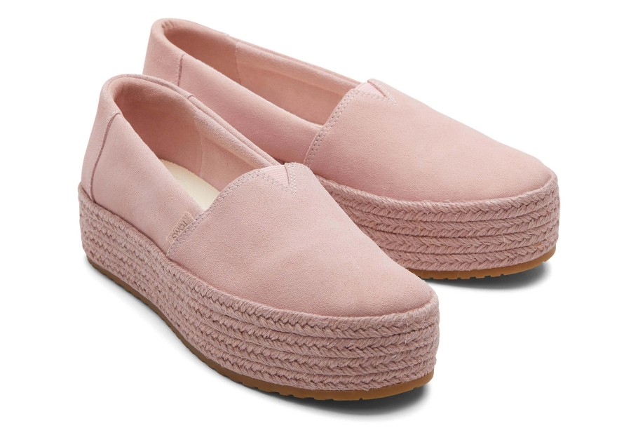 Femme TOMS Plateformes | Espadrille Semelle Compensee Valencia Suede Pink