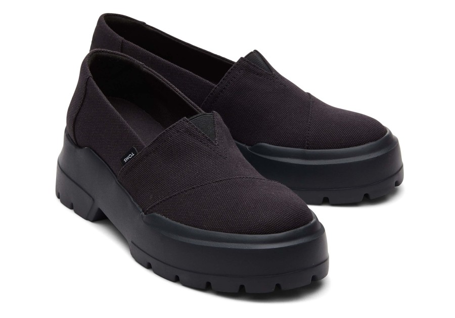 Femme TOMS Sneakers | Combat Low Noir/Toile Noire