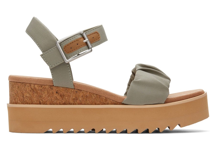 Femme TOMS Plateformes | Diana Ruched Woven Wedge Sandal Tissu Fronce Gris Vetiver