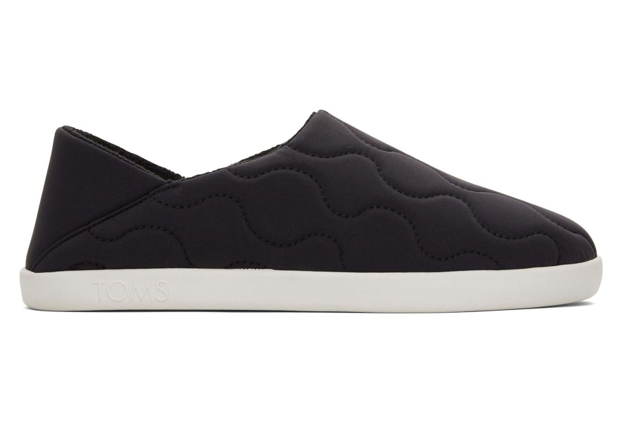 Homme TOMS Chaussons | Chaussons Ezra Black Quilted Cotton