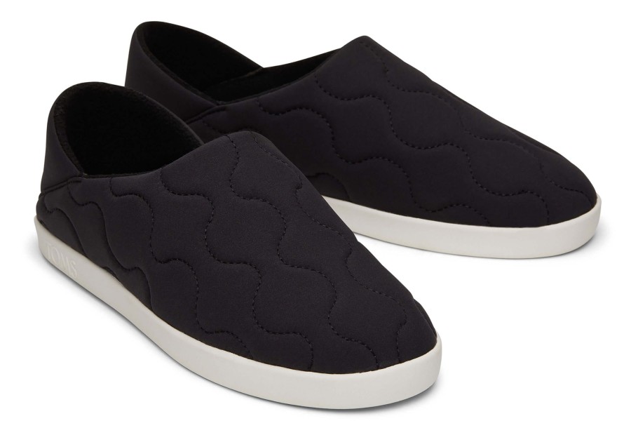 Homme TOMS Chaussons | Chaussons Ezra Black Quilted Cotton